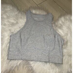 Outdoor Voices Athena Crop Sports Bra Racerback High Neck Womens S Heather Gray